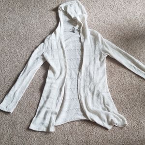 Off white see through cardigan with hood